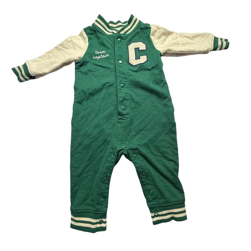 Carters 6M Green Varsity Letterman Team Captain Jumper One Piece Romper